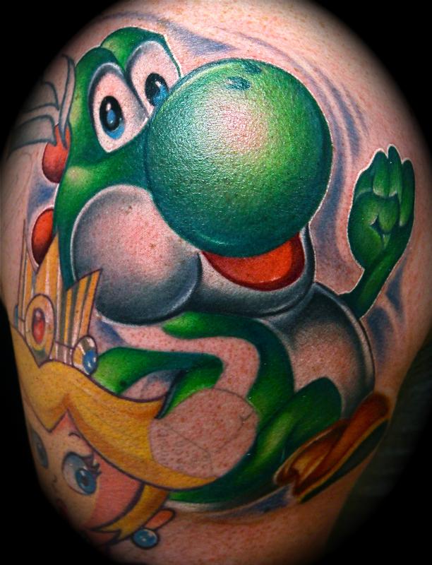 yoshi-super-mario-brothers-color-tattoo-by-mike-demasi-tattoonow